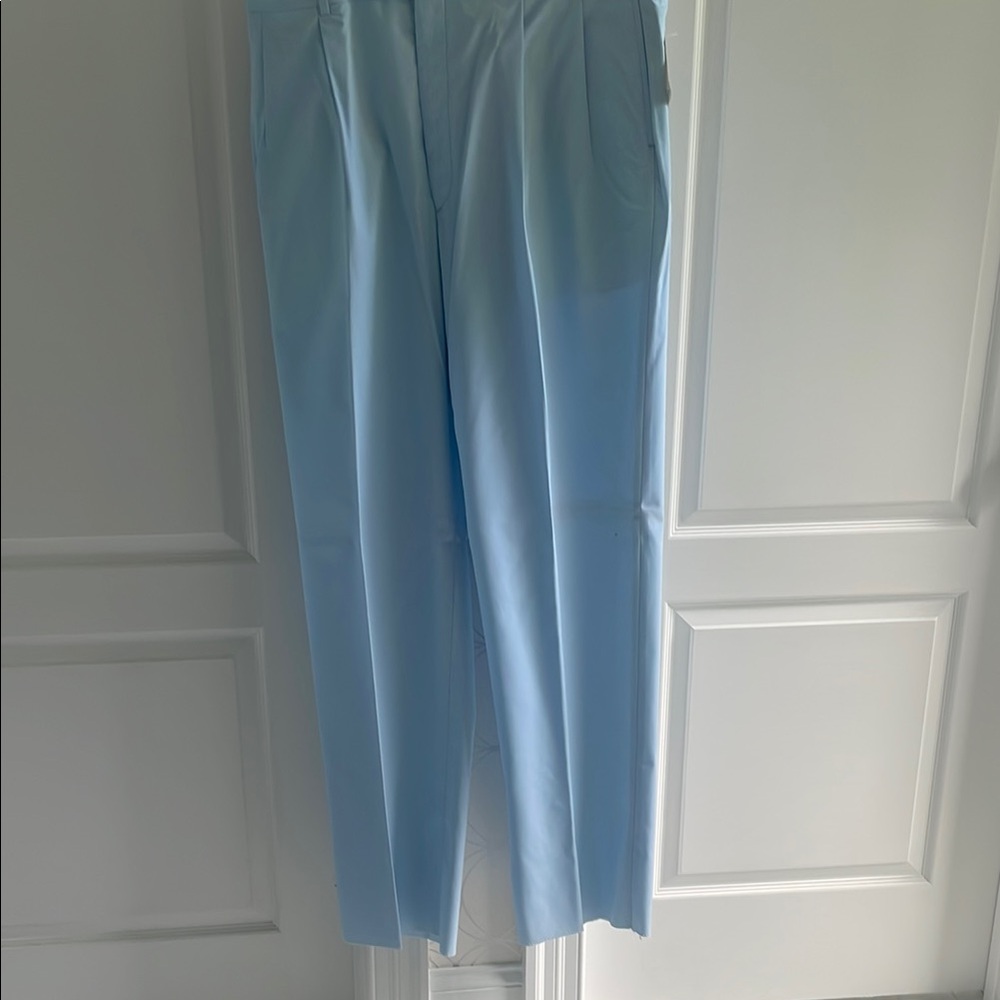 Light Blue Dress Pants with Relaxed Fit and Smooth Texture